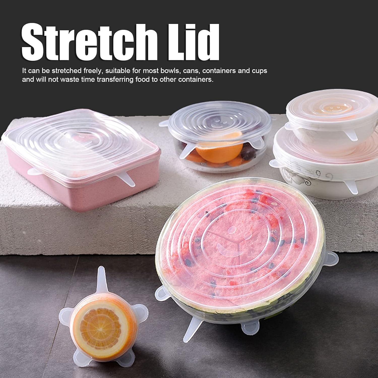 Silicone Food Cover Stretch Lids – 6 Pcs