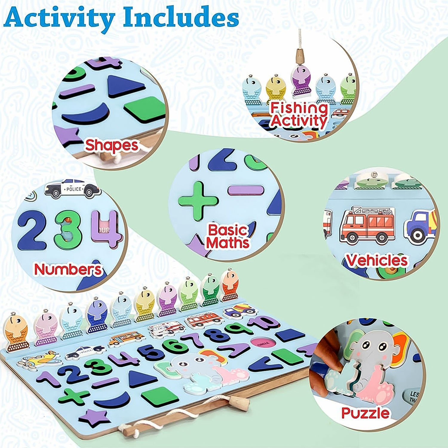 Wooden Number Puzzle Board