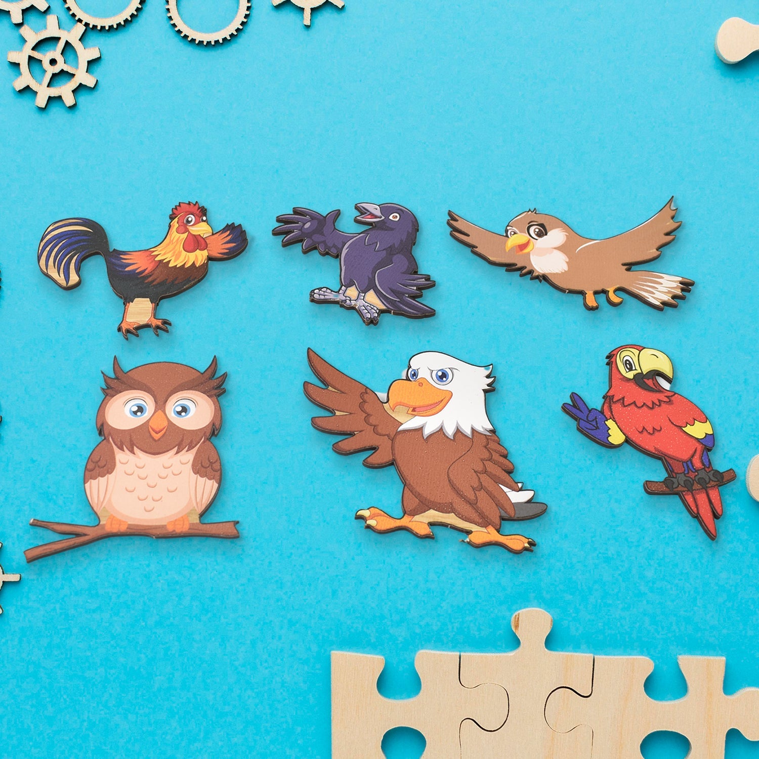 Wooden Bird Puzzle Learning Board