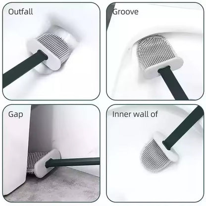 Portable Silicone Toilet Brush With Holder