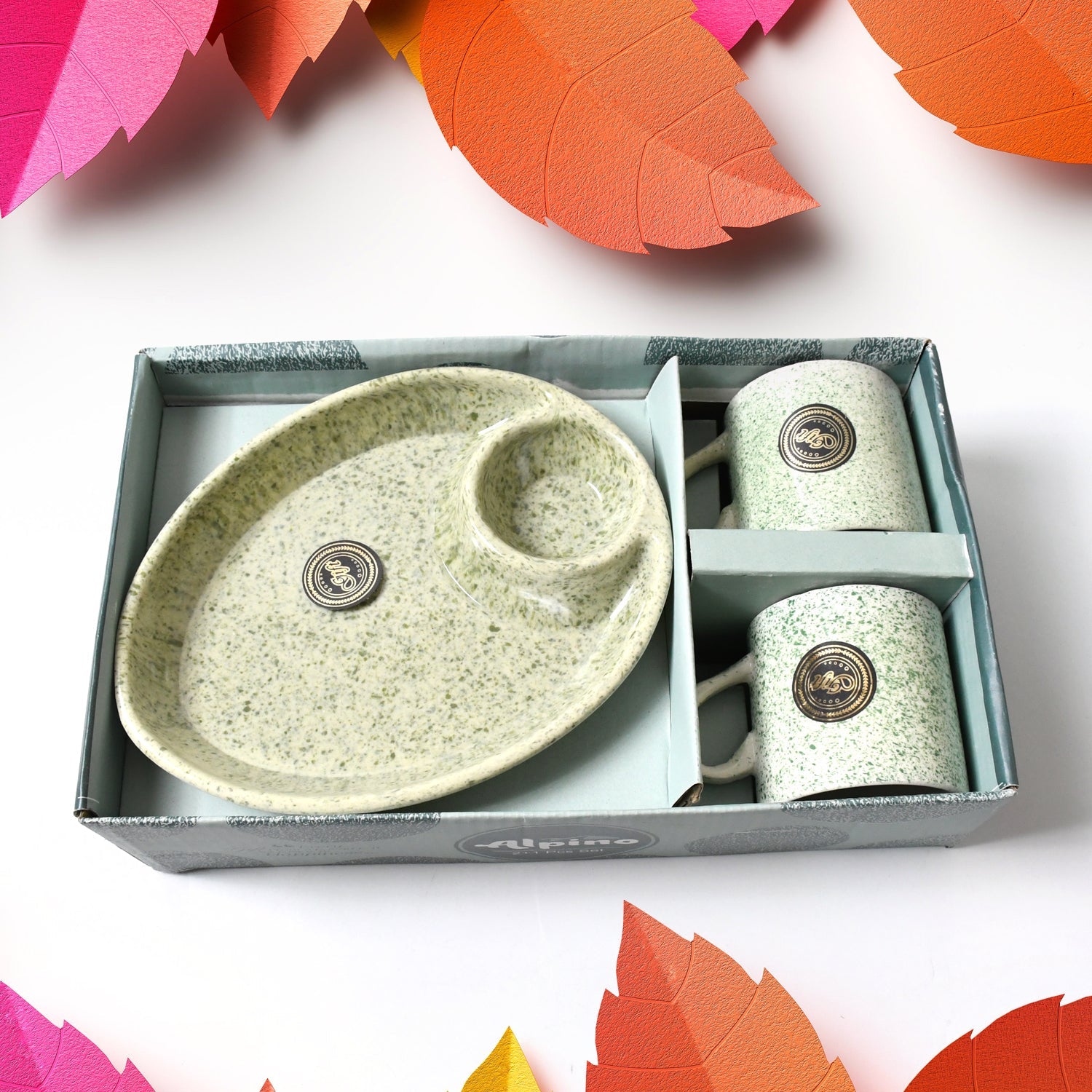 Ceramic Cup Set with Platter
