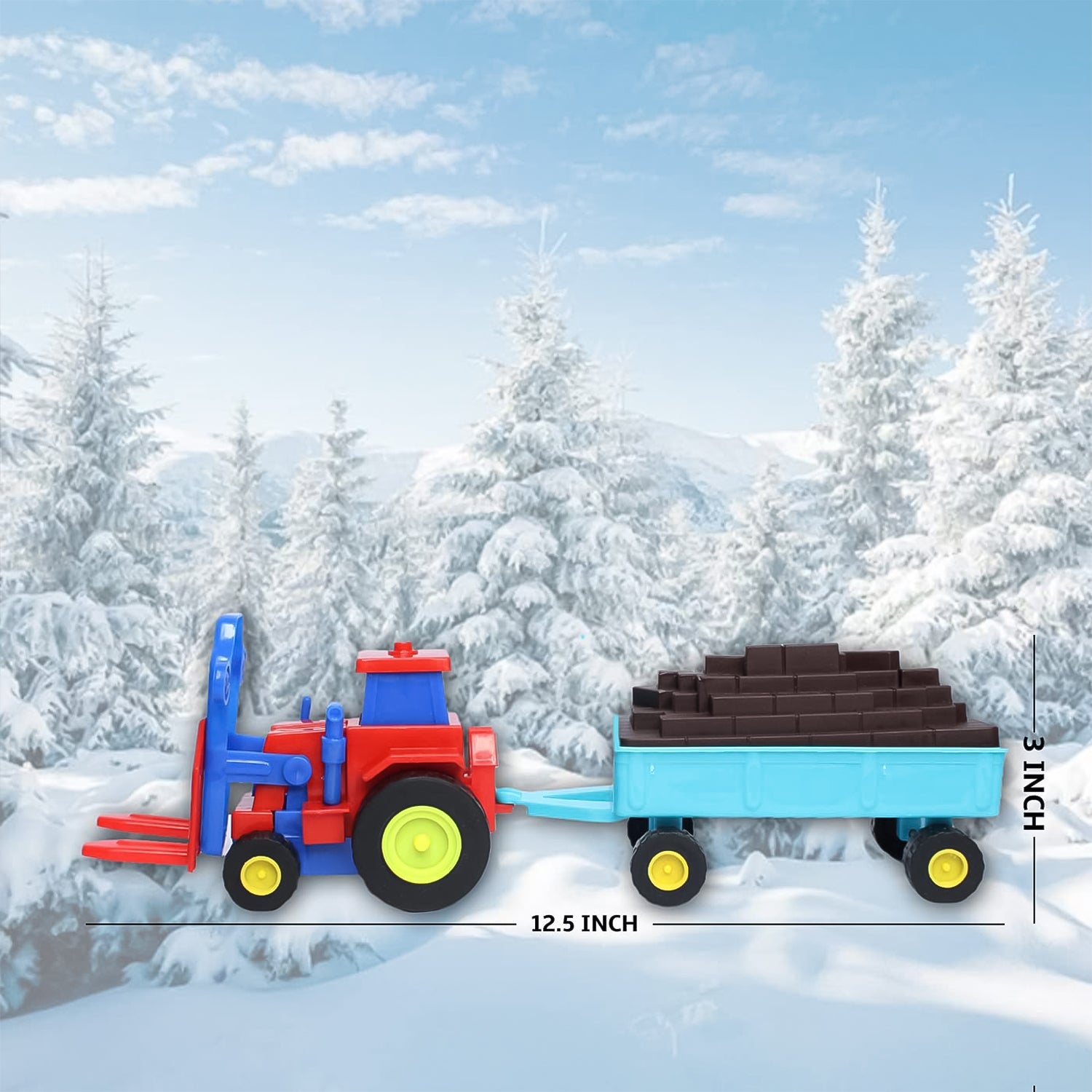 Plastic Tractor Toy Friction Powered With Trolley