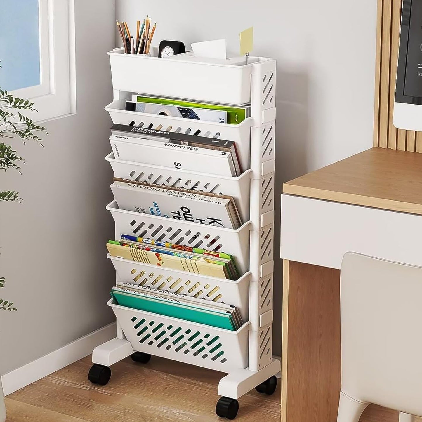 Rotating Mobile Bookshelf Organizer