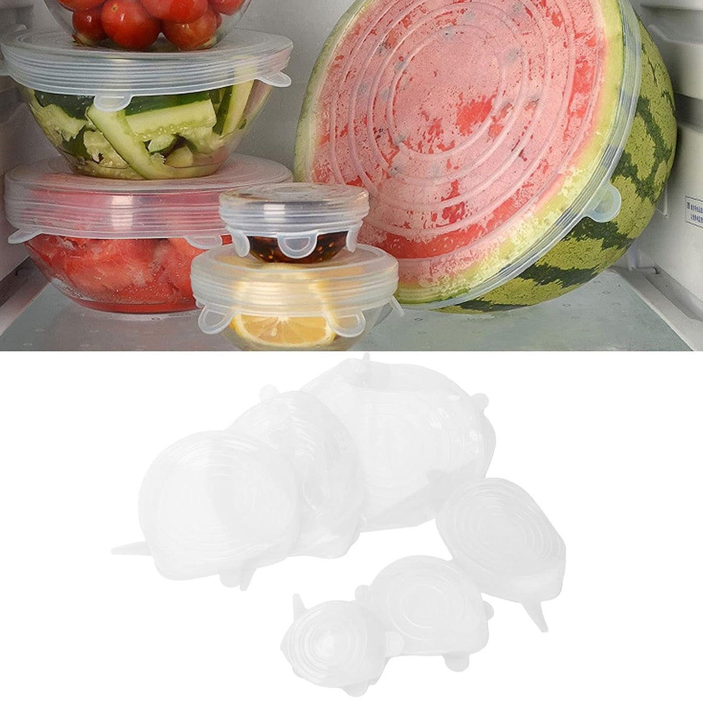 Silicone Food Cover Stretch Lids – 6 Pcs
