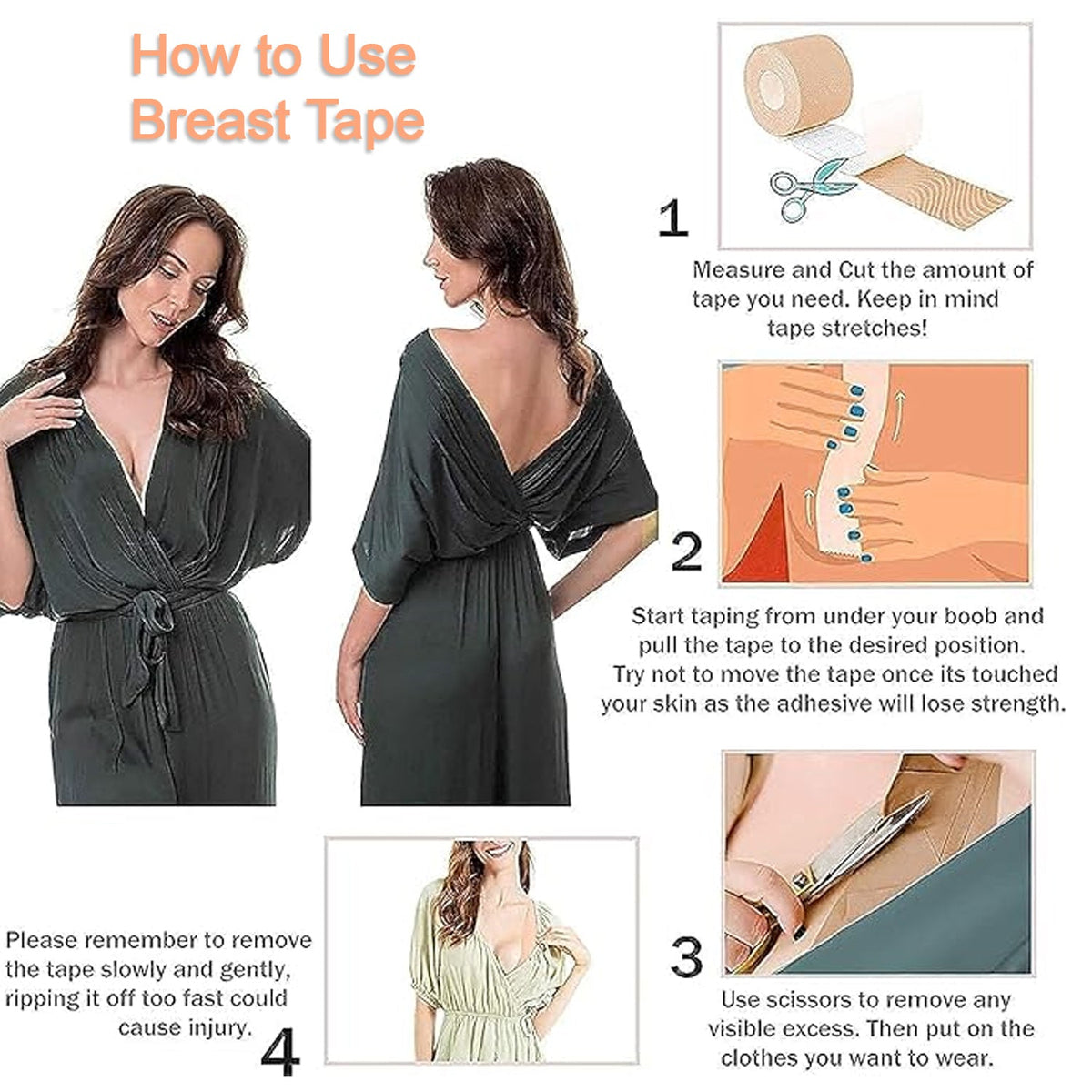 Boob Tape With 10 Pairs Nipple Cover