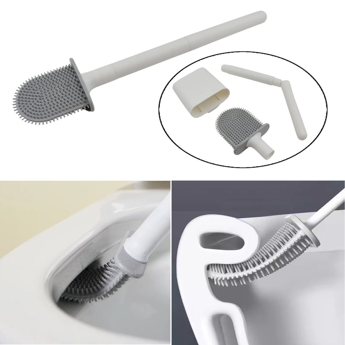 Portable Silicone Toilet Brush With Holder