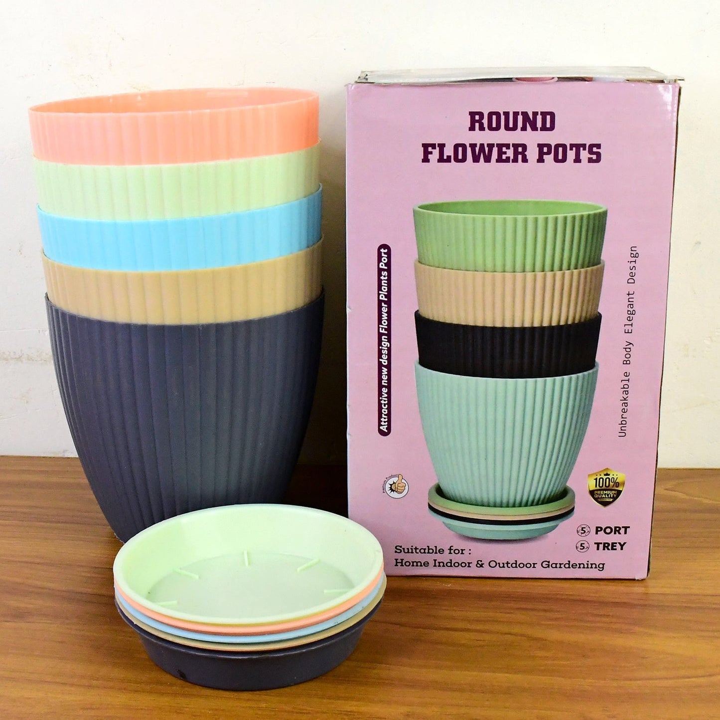 Plastic Flower Pot With Bottom Tray