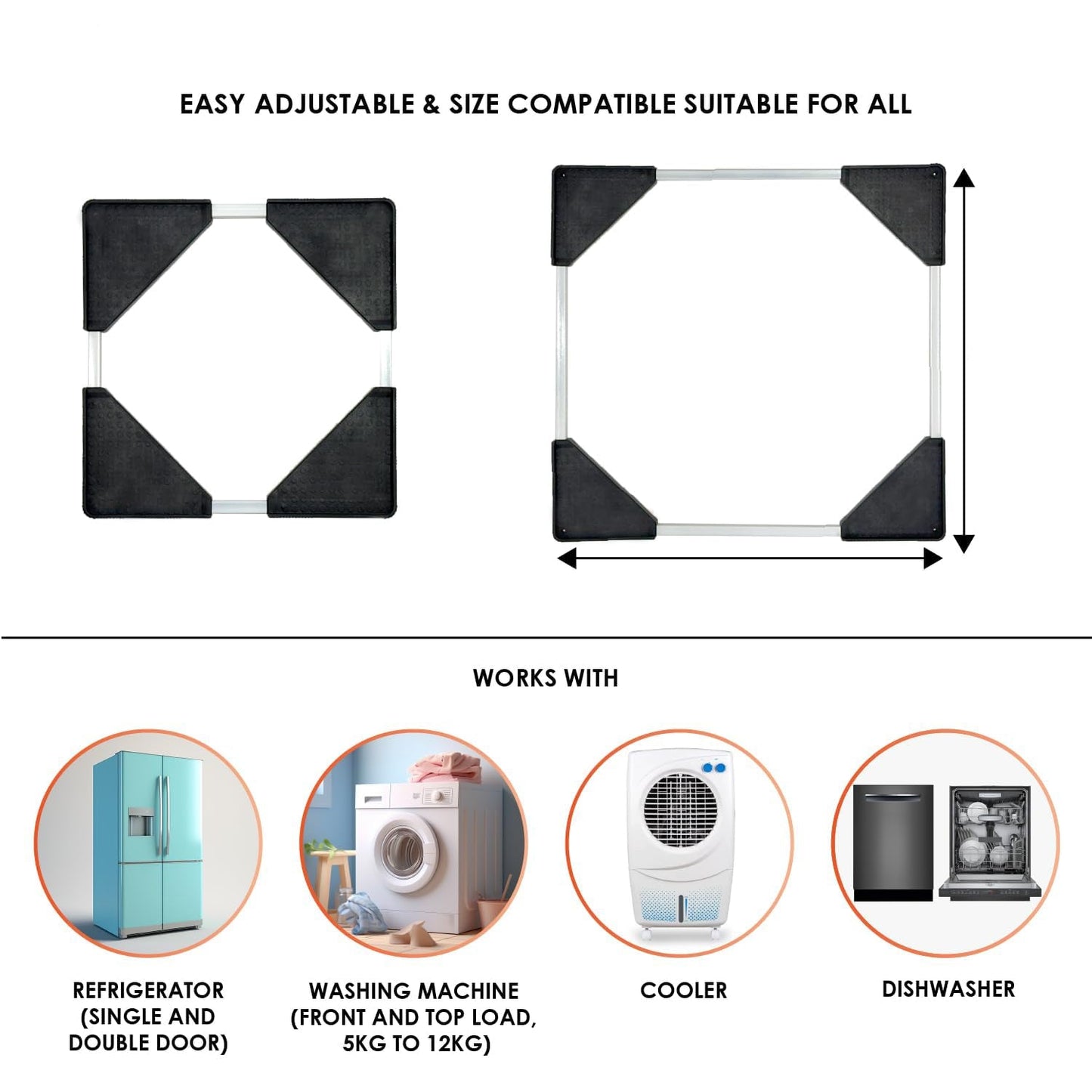 Heavy-Duty Adjustable Appliance Stand – 50x50 cm