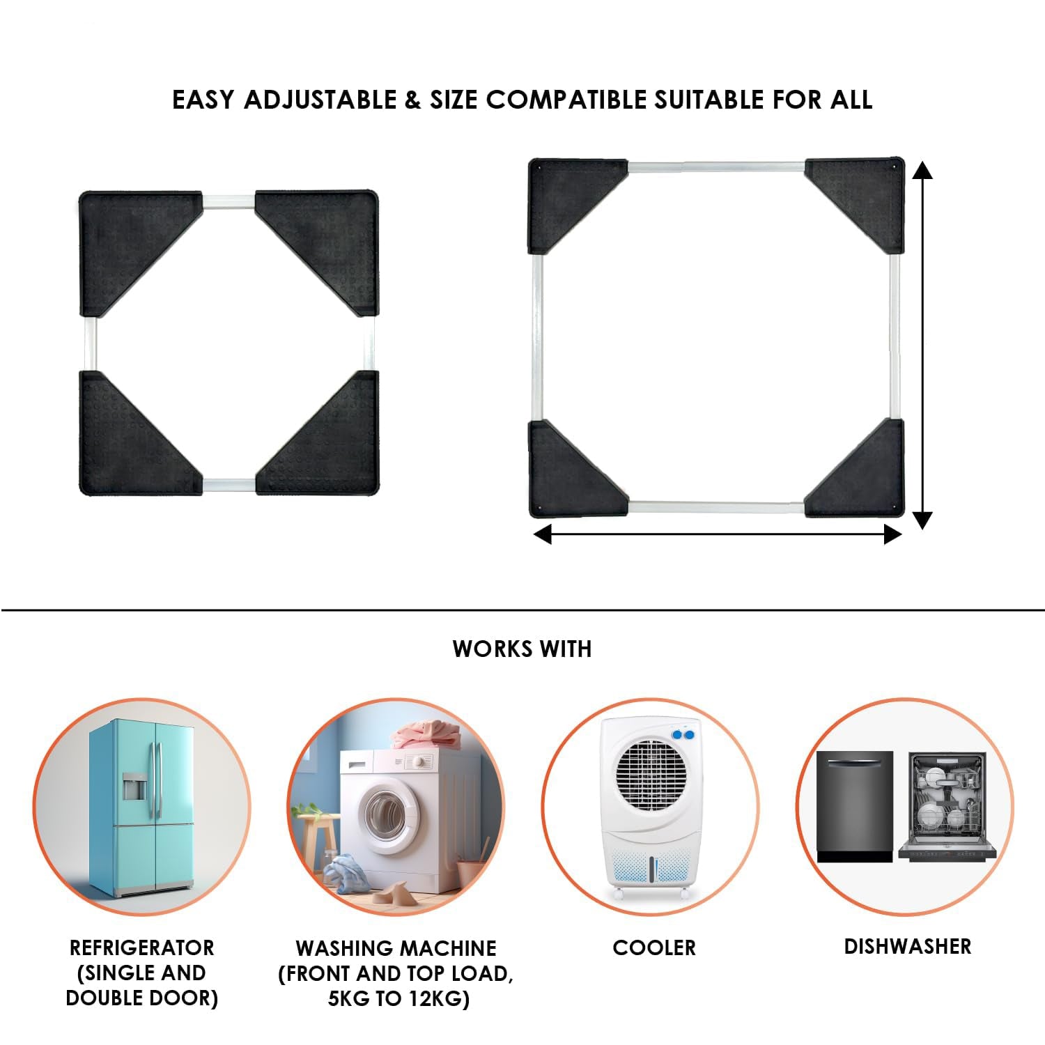 Heavy-Duty Adjustable Appliance Stand – 50x50 cm