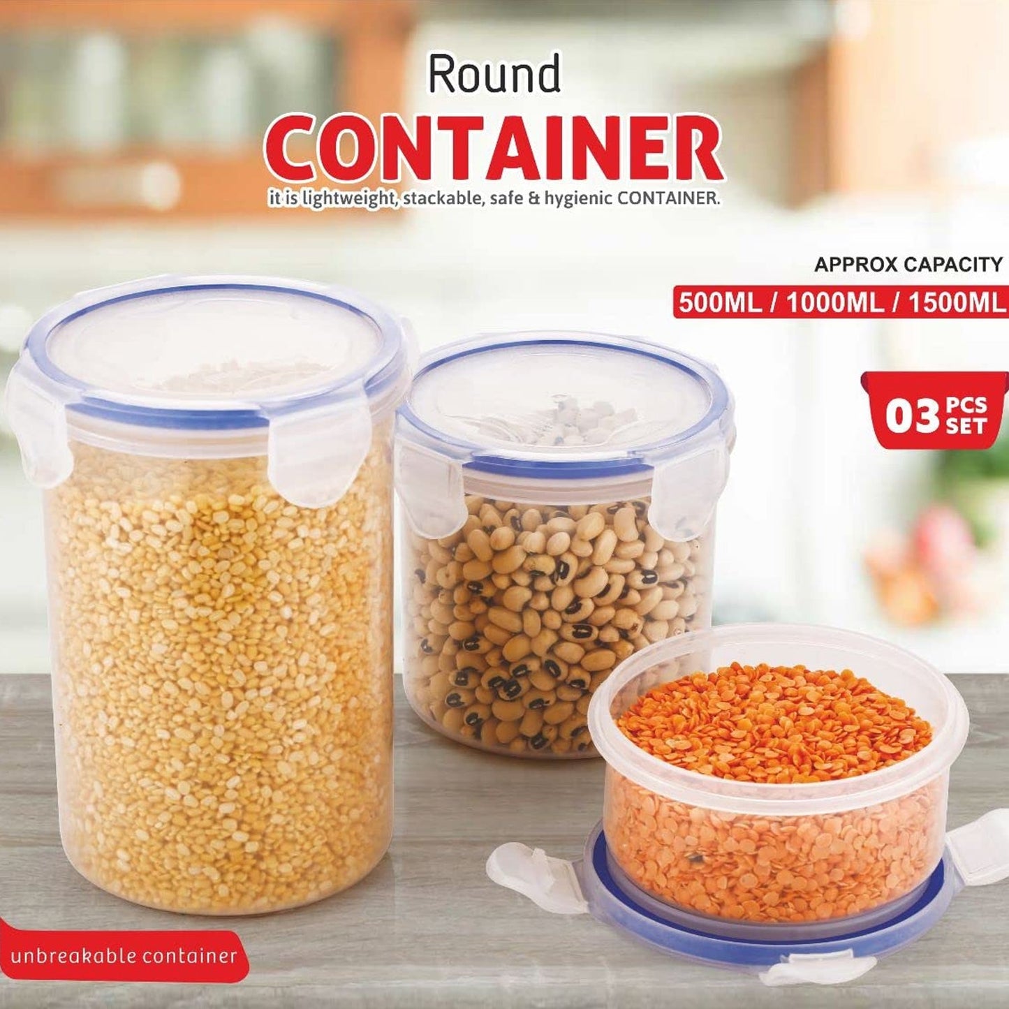 Round Airtight Food Storage (3pcs)