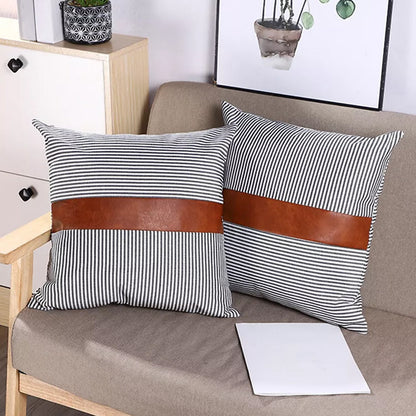 Leather & Cotton Pillow Covers