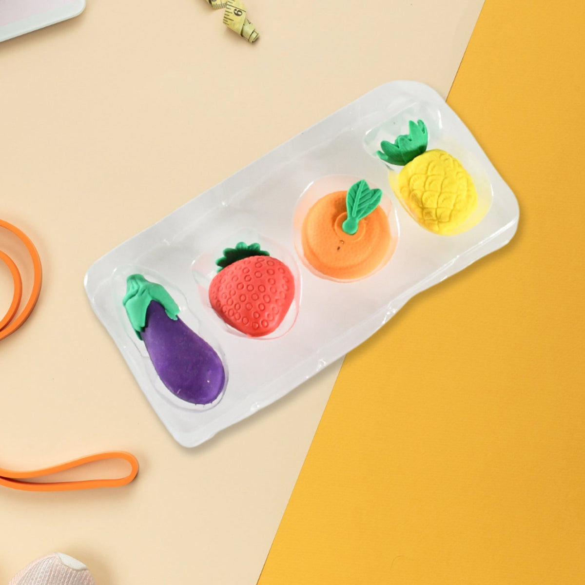 3D Fruits & Vegetables Erasers Set