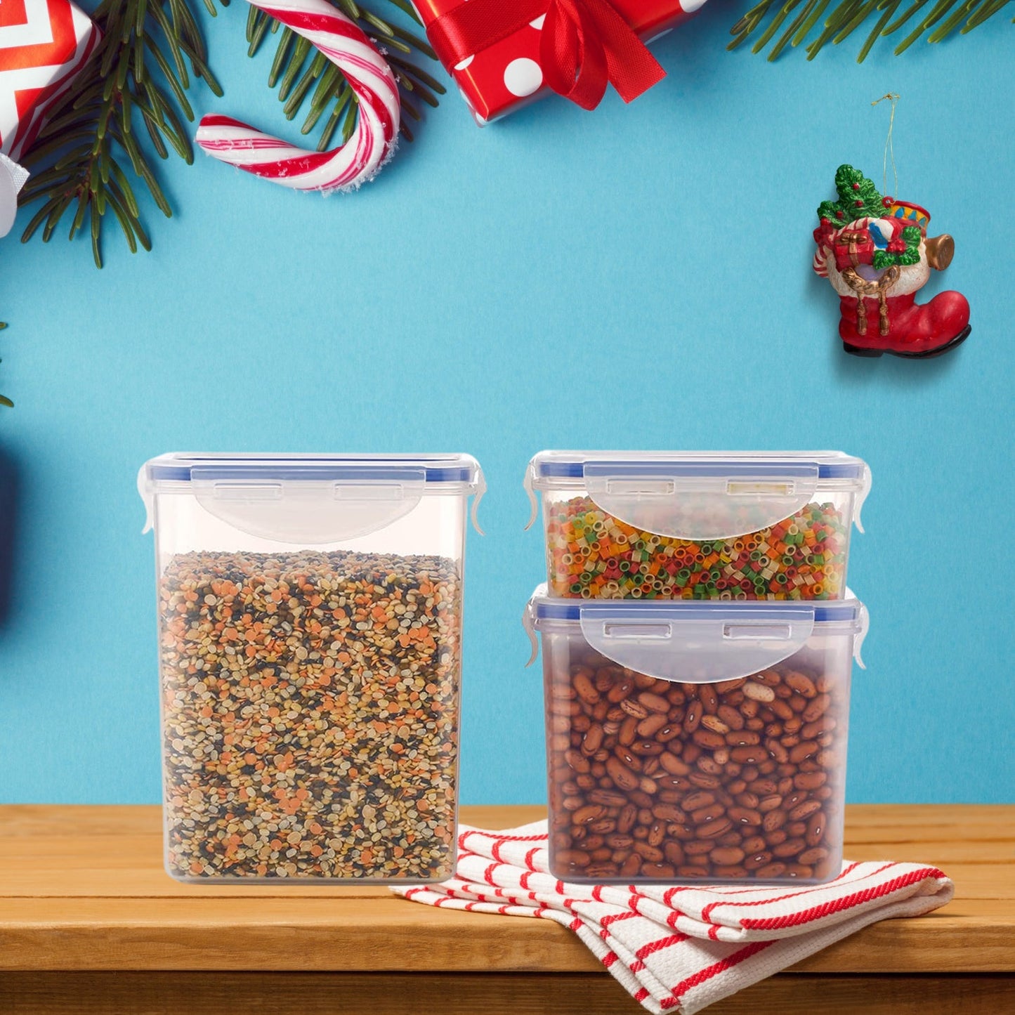 Rectangular Plastic Food Storage (Set Of 3 )