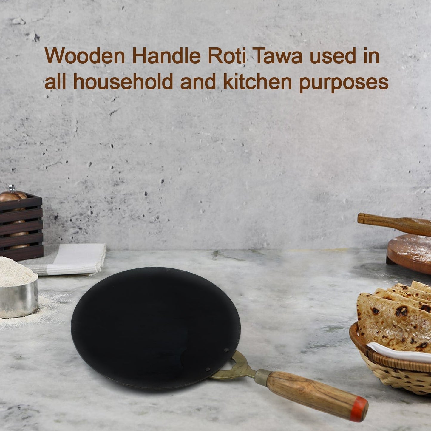 Wooden Handle Roti Tawa