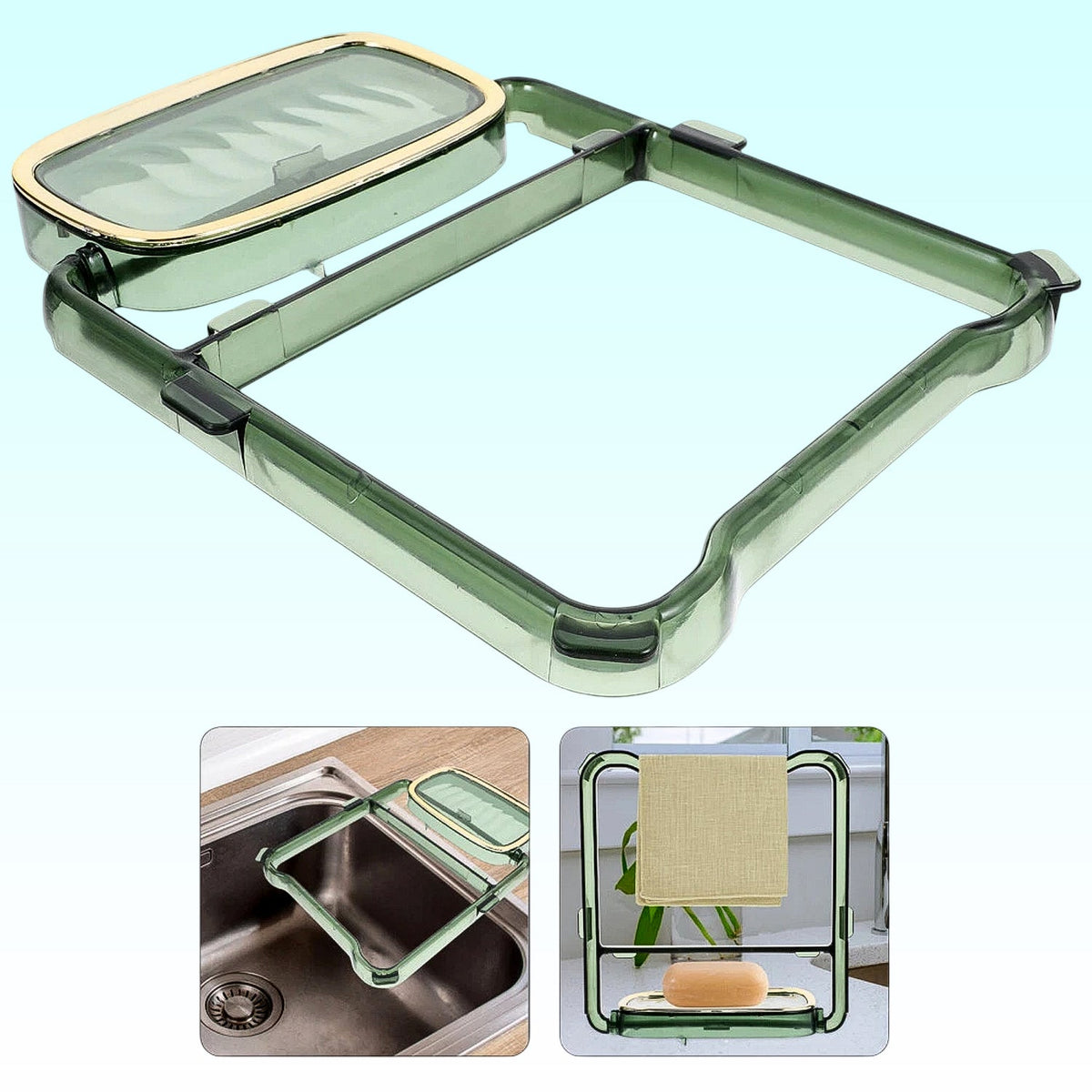 2-in-1 Adhesive Towel & Soap Holder – Green