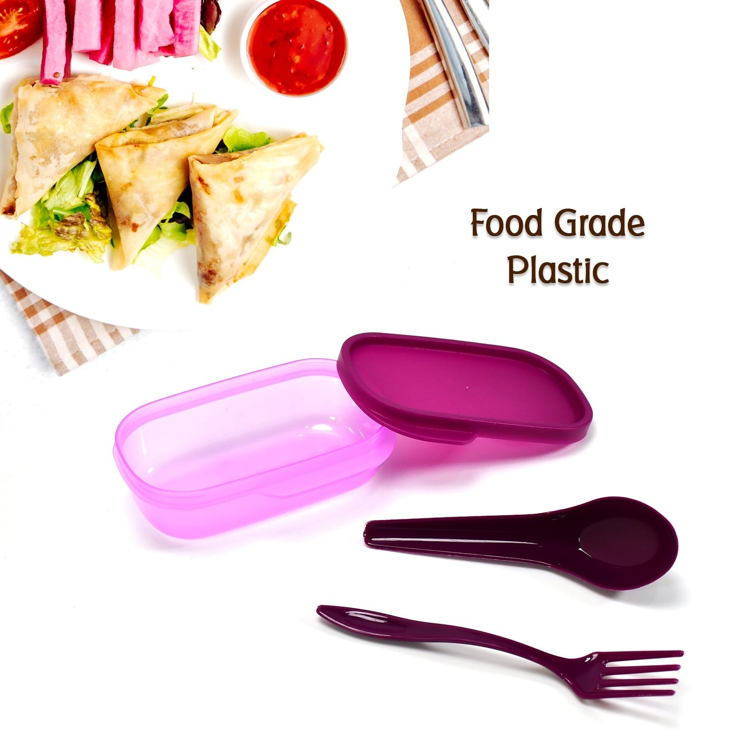 BPA-Free Plastic Lunch Box Set with Spoon