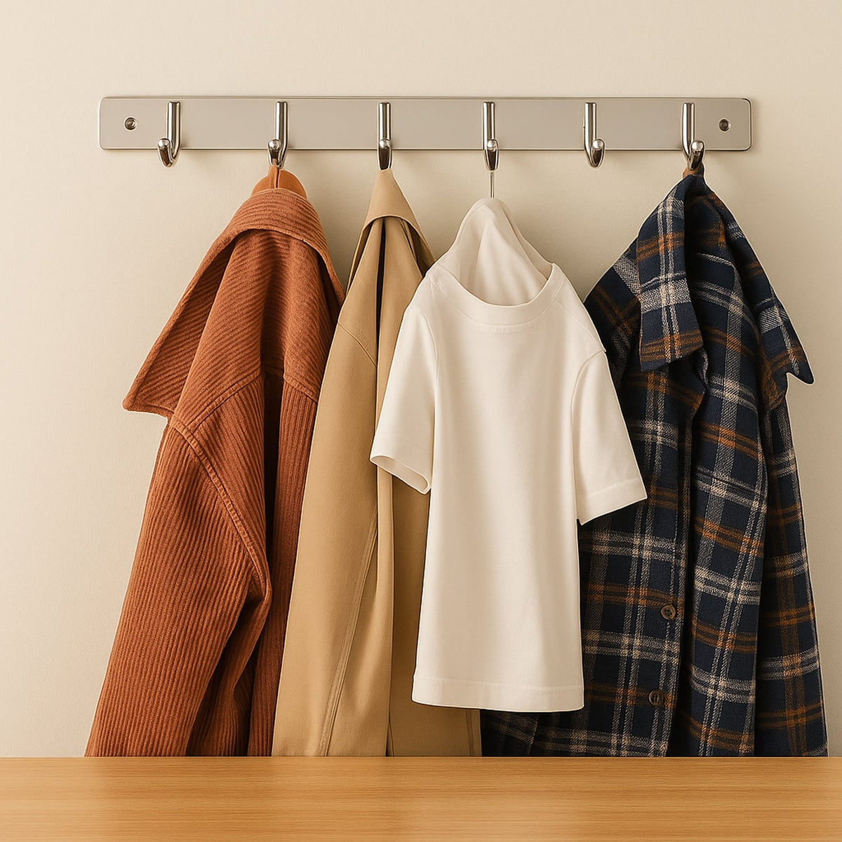 Wall Mounted Coat 6 Hook Rack (32x3 )