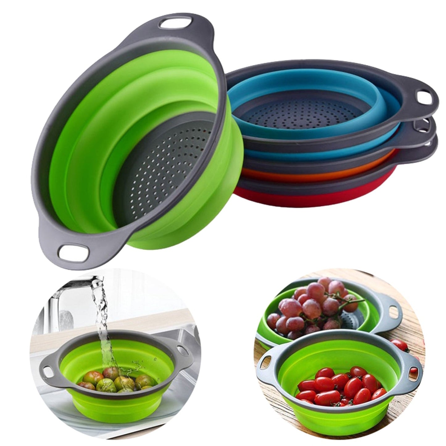 Foldable Round Silicone Strainer