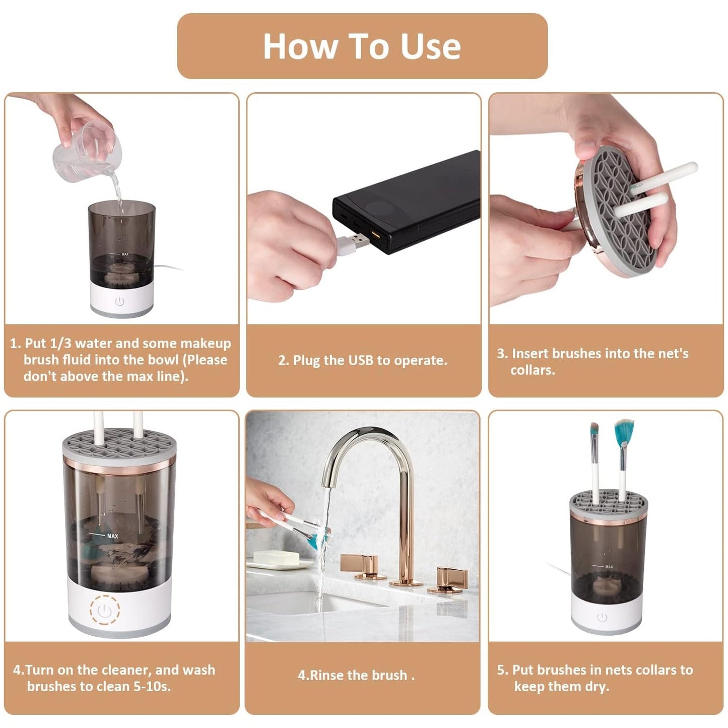 Automatic Makeup Brush Cleaner