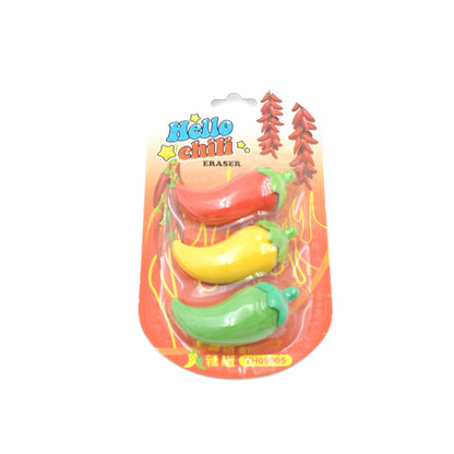 Chili-Shaped Fun Erasers (3-Pack)