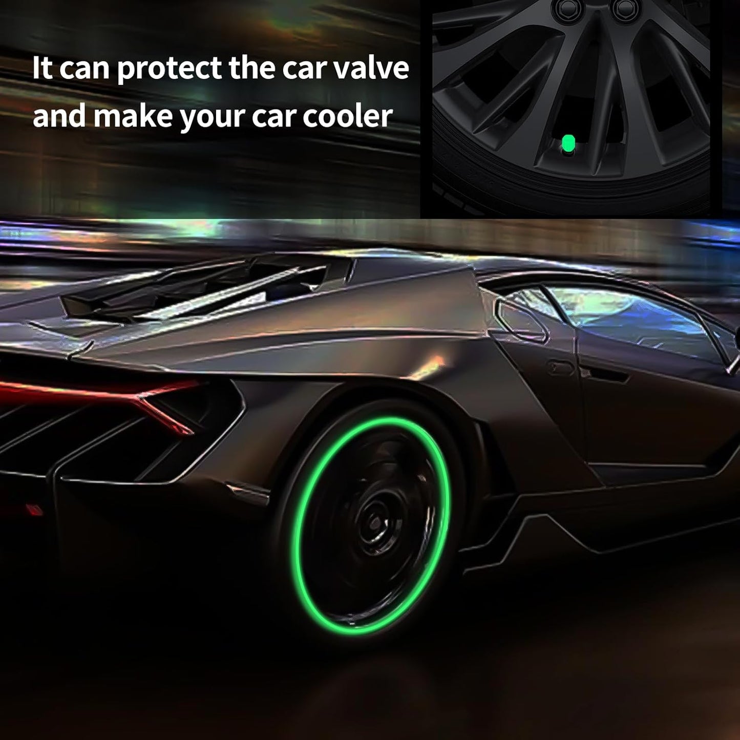 Glow-in-the-Dark Tire Valve Caps