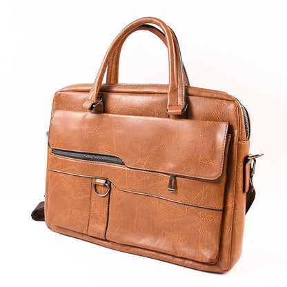 Faux Leather Messenger Briefcase