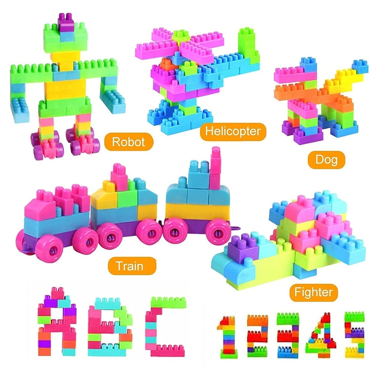 60-Piece Multicolor Building Blocks Set