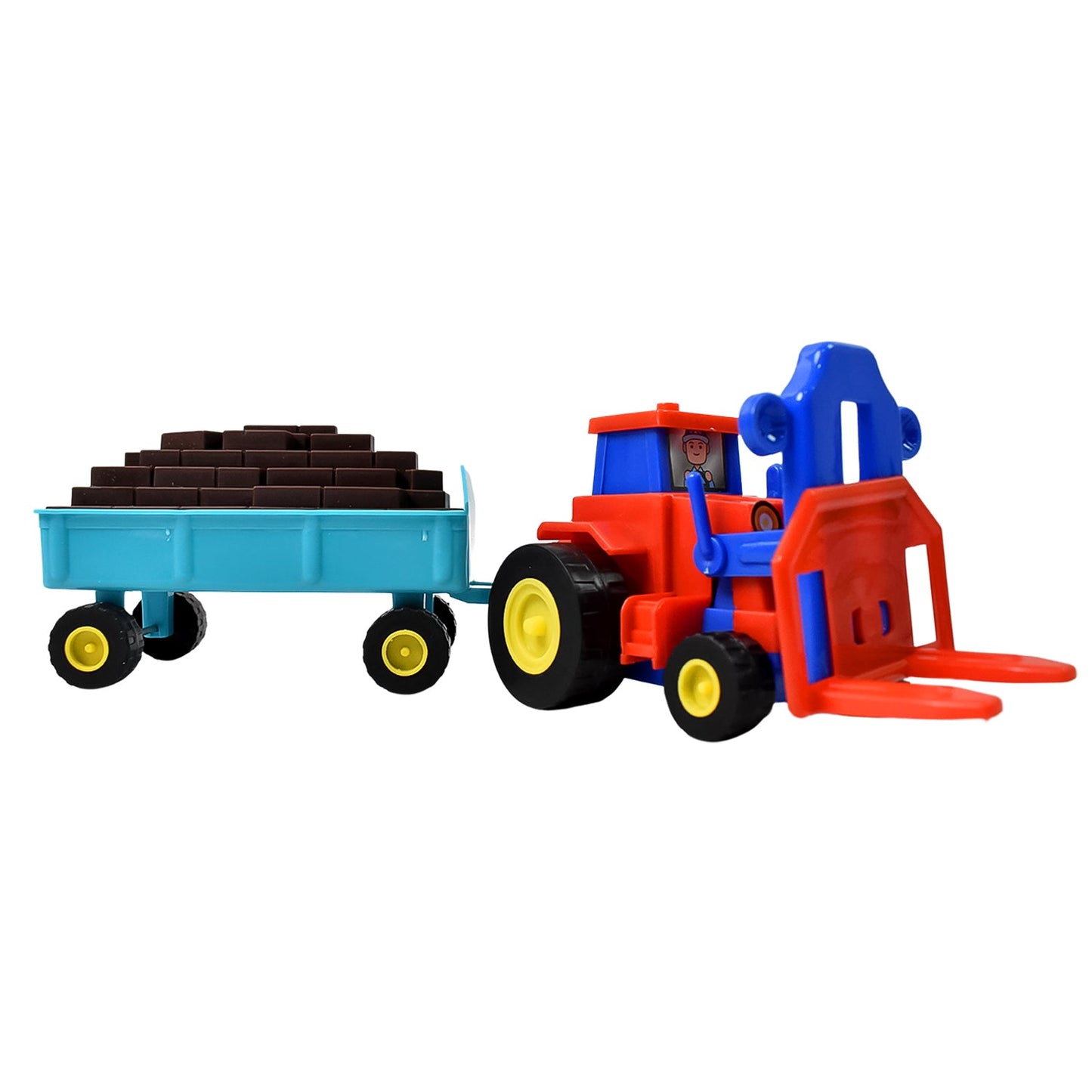 Plastic Tractor Toy Friction Powered With Trolley