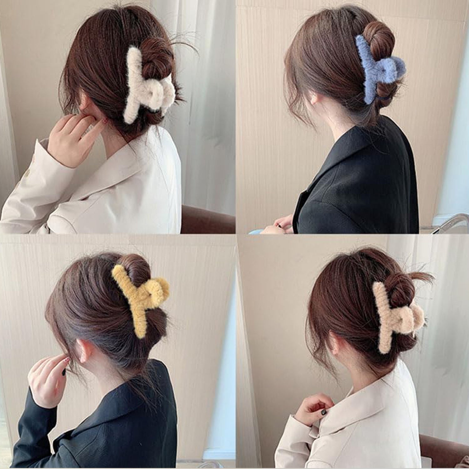 Large Plush Hair Claw Clip