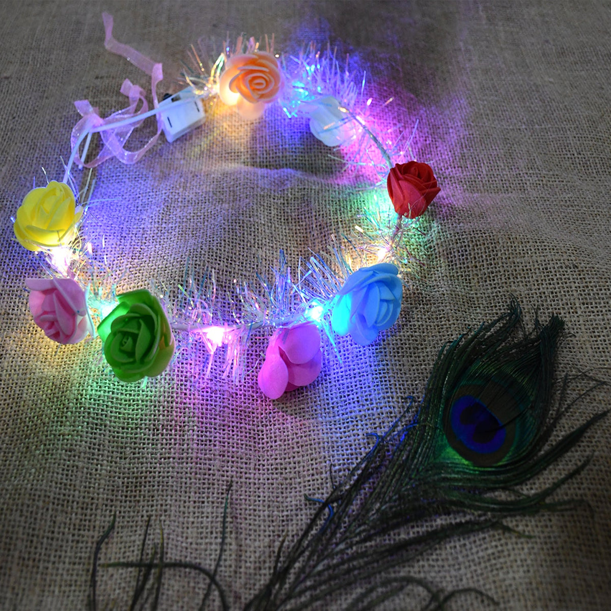 LED Rose Flower Headband – 1 Pc