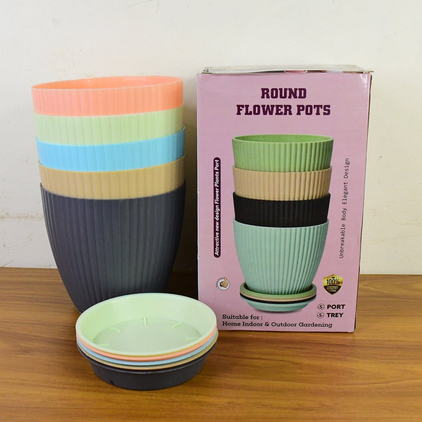 Plastic Flower Pot With Bottom Tray