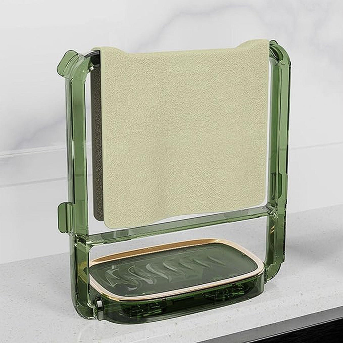 2-in-1 Adhesive Towel & Soap Holder – Green