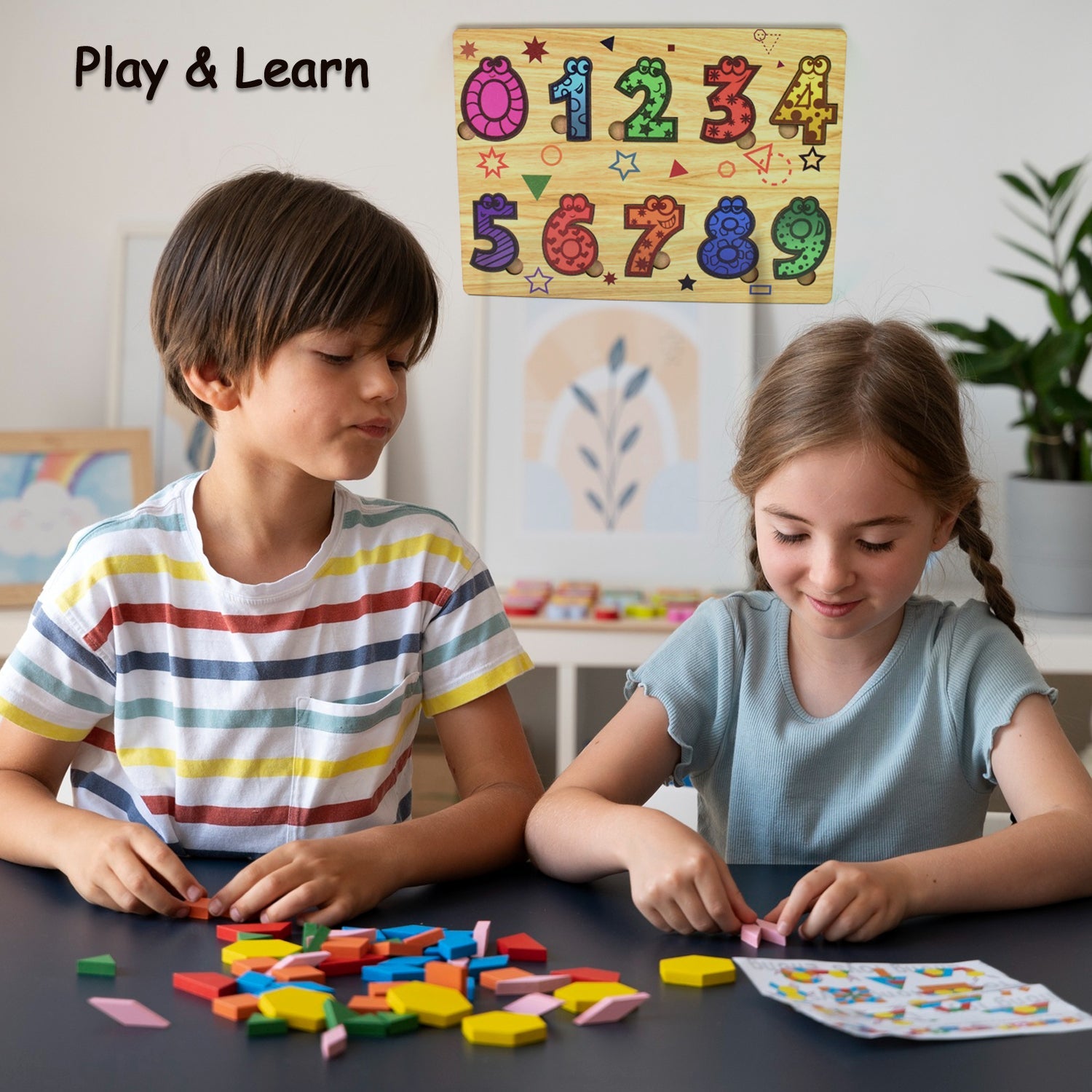 Wooden Number Puzzle Learning Board