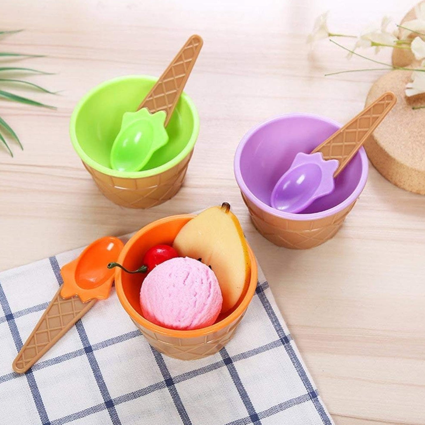 Waffle Ice Cream Bowl Set