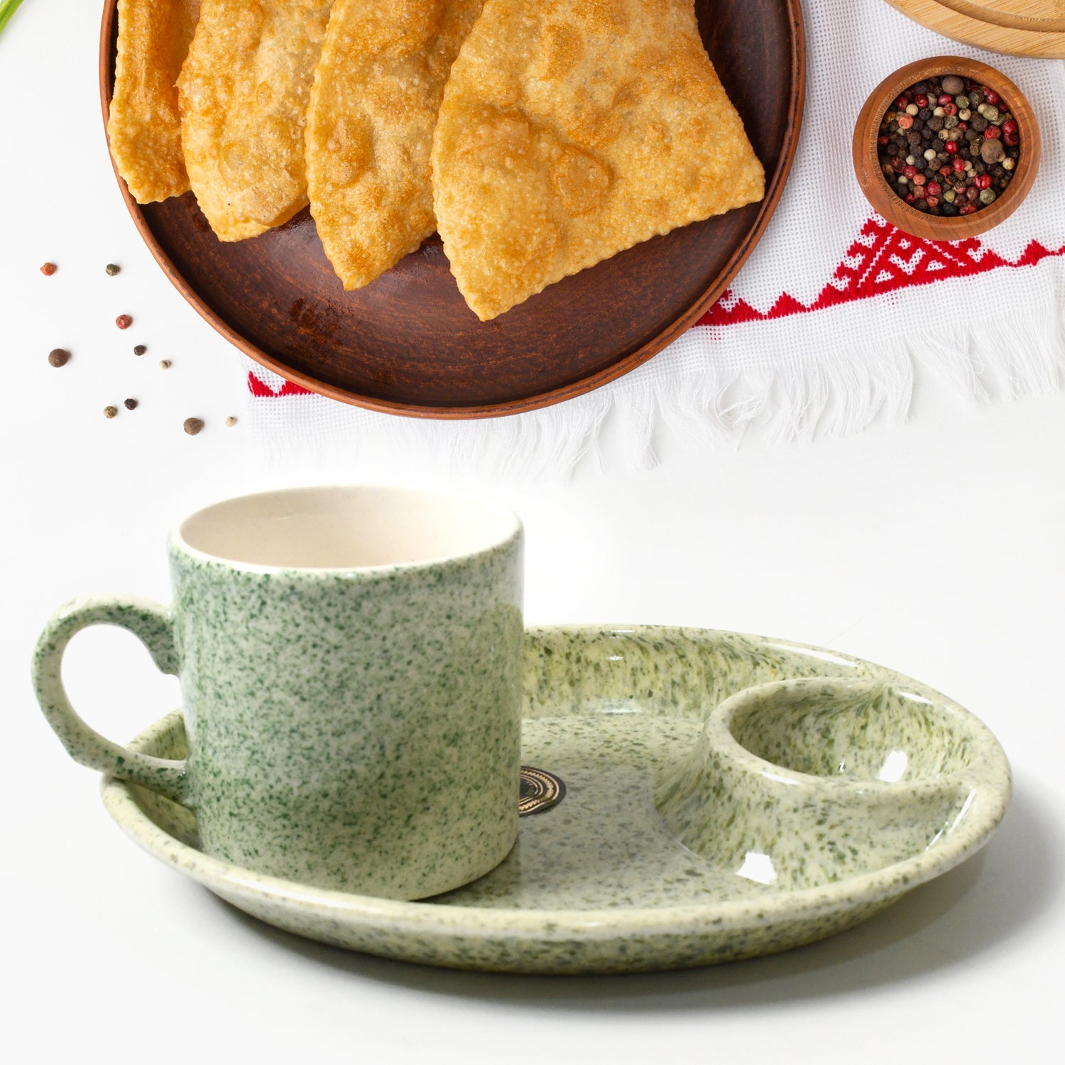 Ceramic Cup Set with Platter