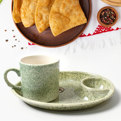 Ceramic Cup Set with Platter