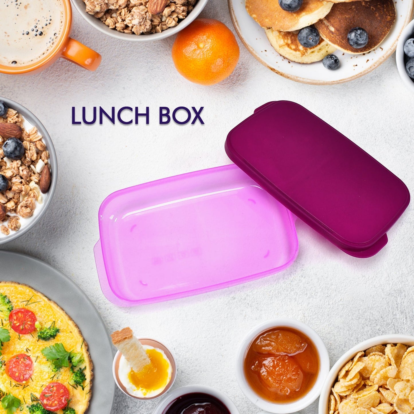 BPA-Free Plastic Lunch Box Set with Spoon