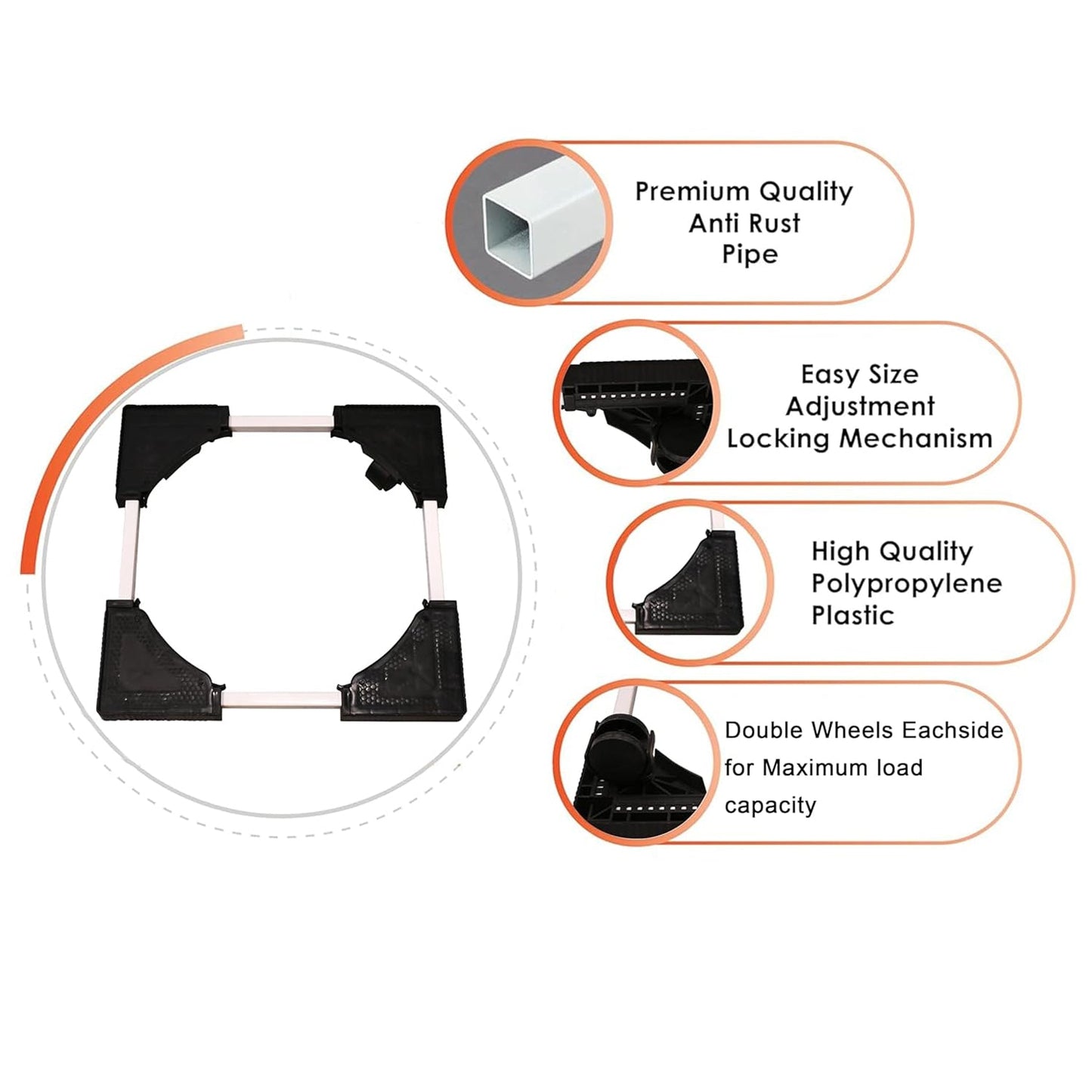 Heavy-Duty Adjustable Appliance Stand – 50x50 cm