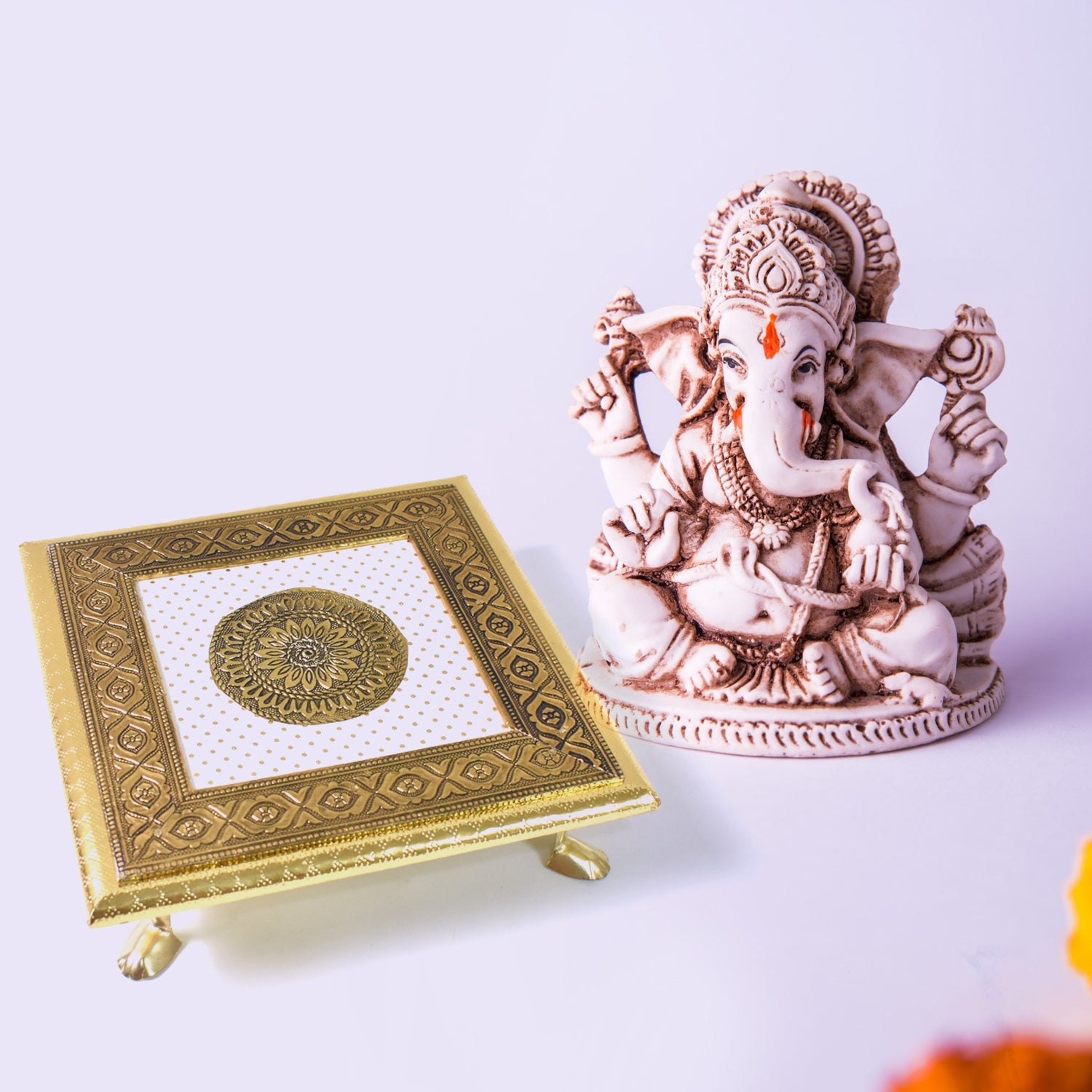Golden - Square Pooja Chowki