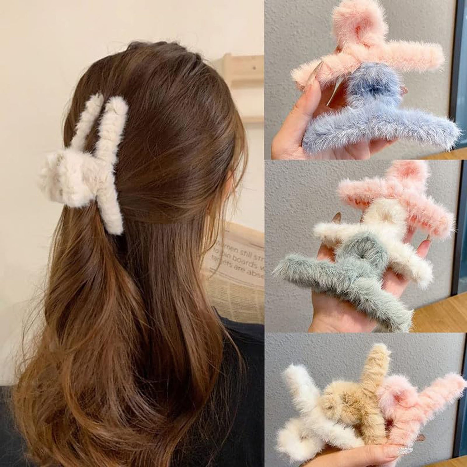 Large Plush Hair Claw Clip