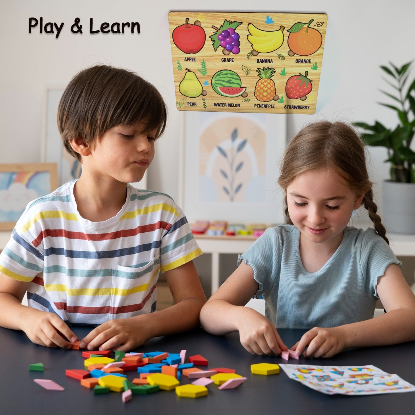 Wooden Fruits Puzzle Learning Educational Board