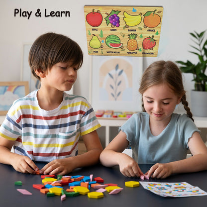 Wooden Fruits Puzzle Learning Educational Board