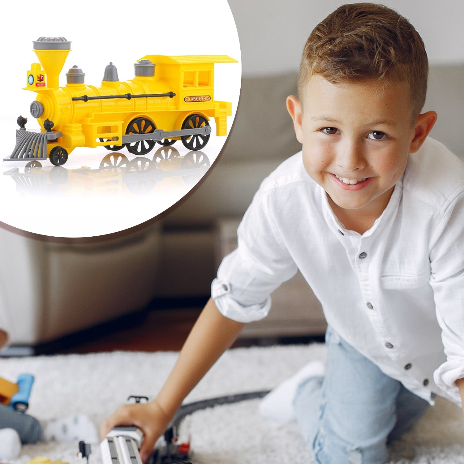 Pull And Go Train With Light Plastic