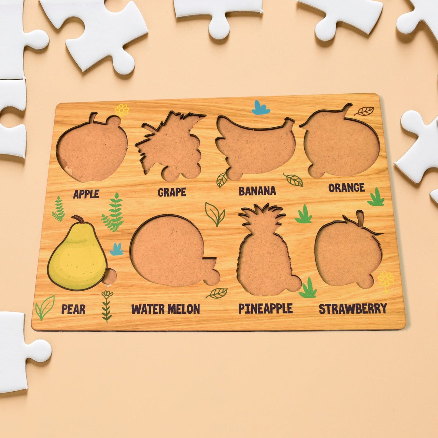 Wooden Fruits Puzzle Learning Educational Board