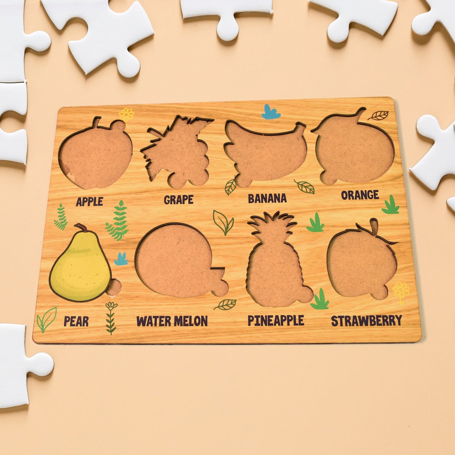 Wooden Fruits Puzzle Learning Educational Board
