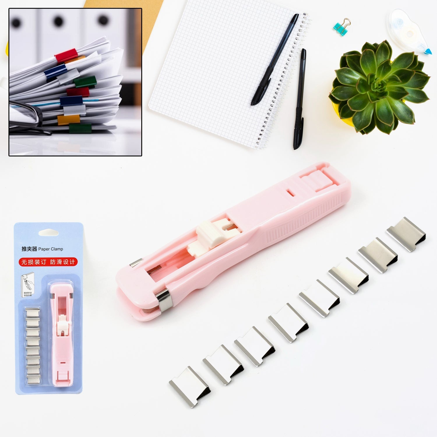 Portable Paper Clamp with 8 Clips
