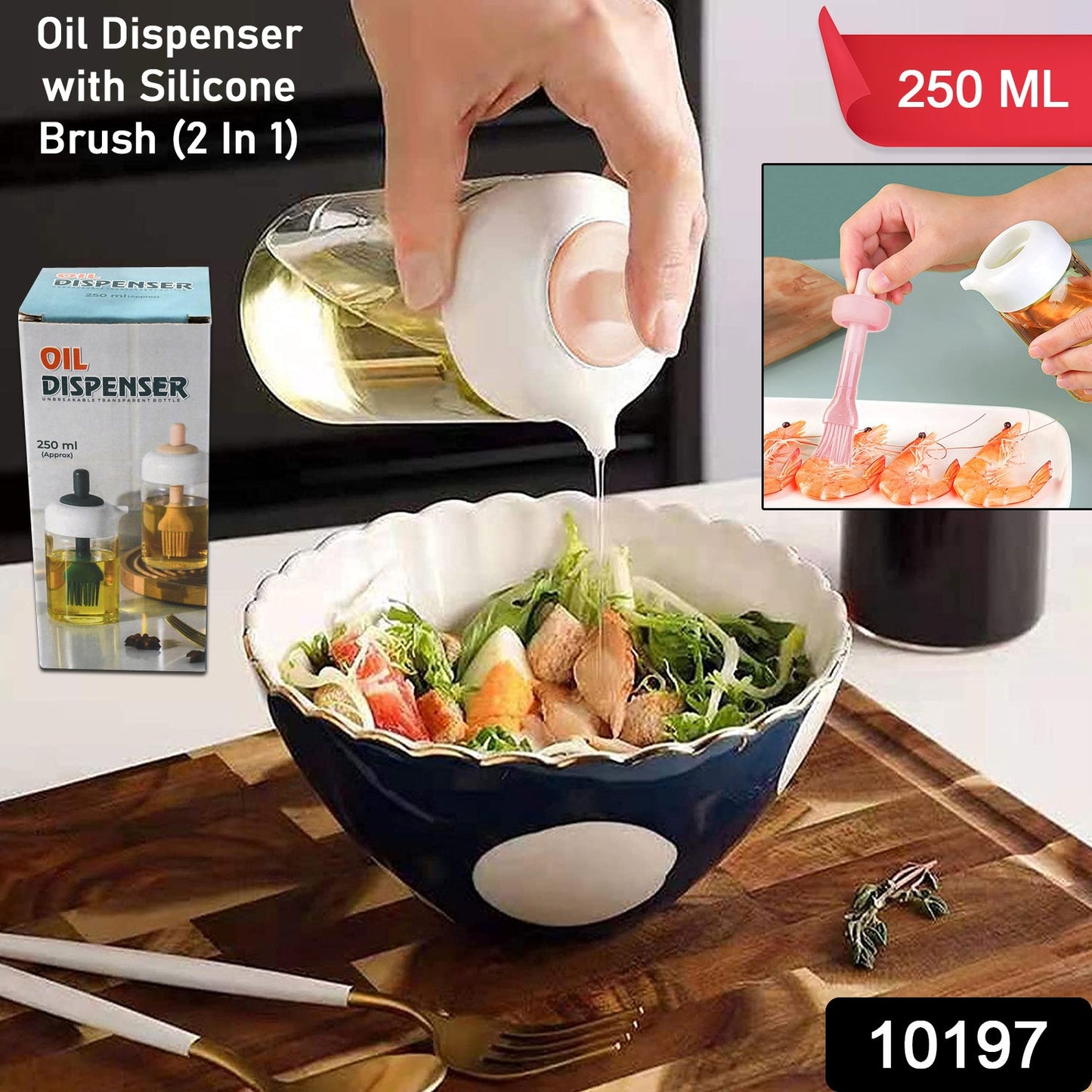 2-in-1 Oil Dispenser Bottle with Silicone Brush