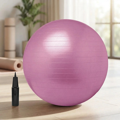 Joyfit 65 cm exercise ball, purple, textured surface.