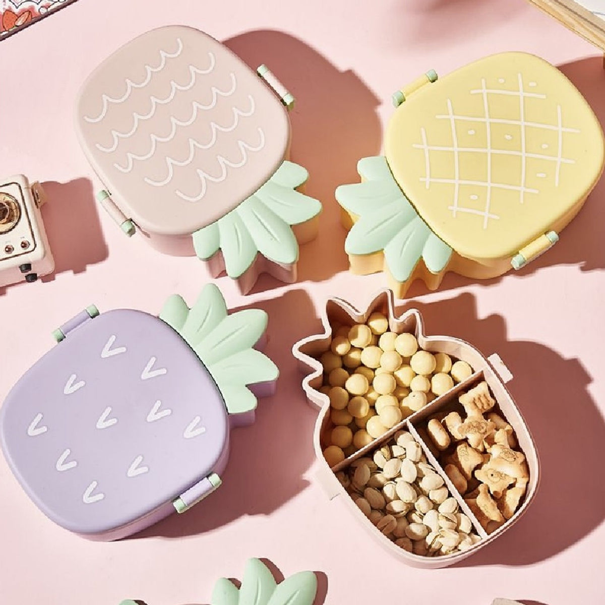 Kids Pineapple Shaped Lunch Box With Spoon-Fork