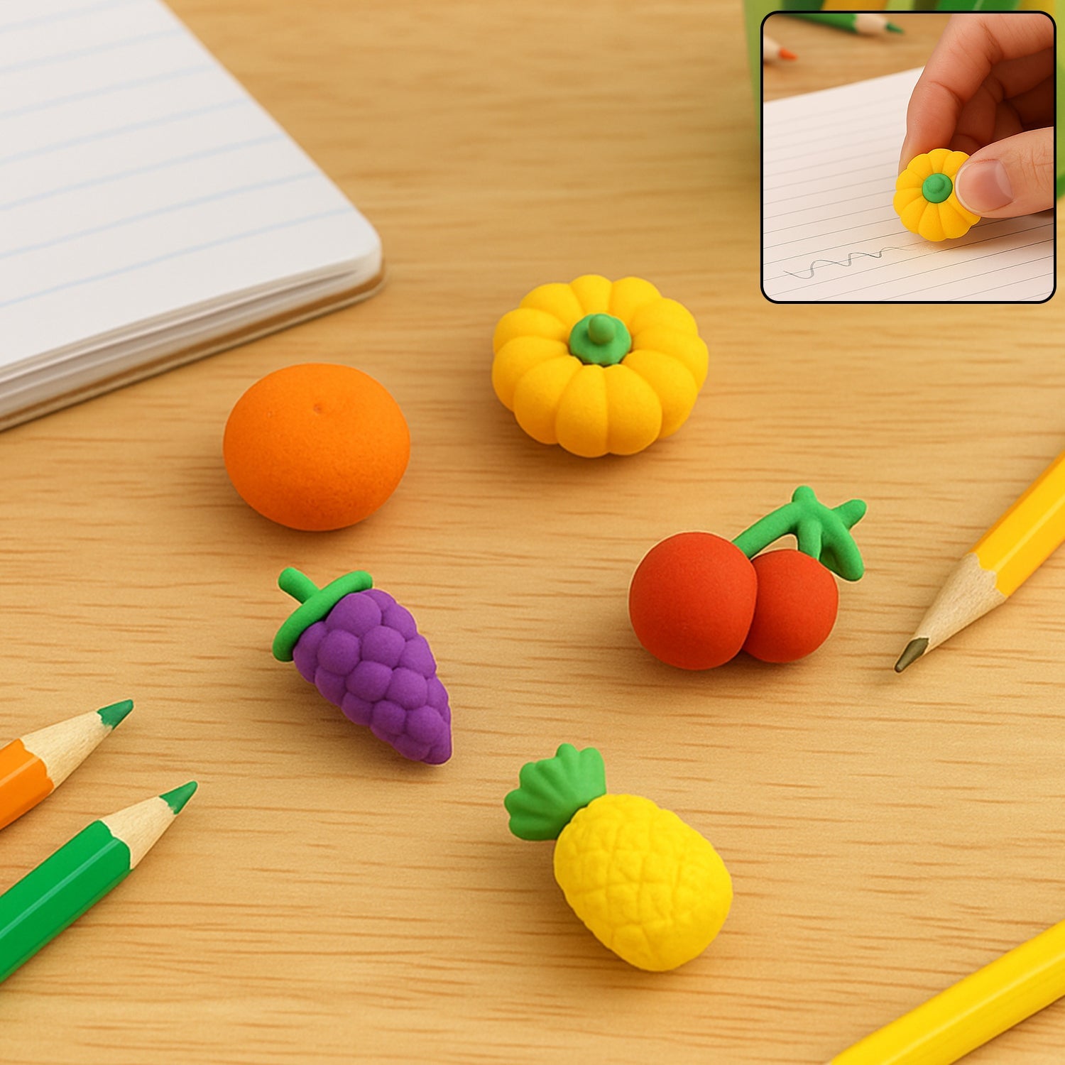 Fruit Shape Erasers Set